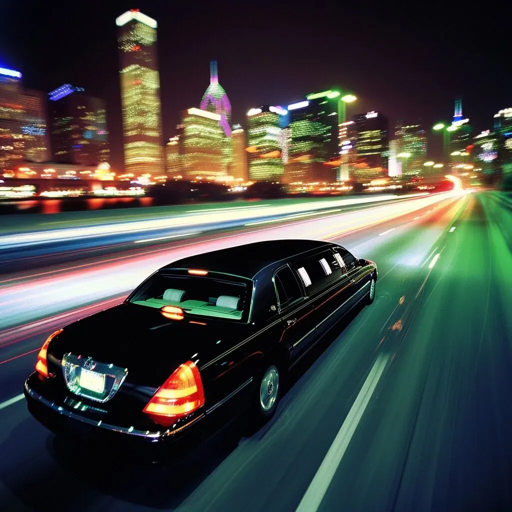 Stretch limo on the road