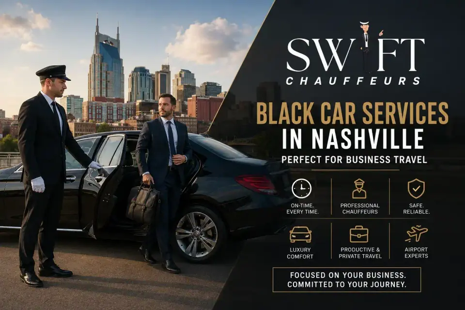 Swift Chauffeurs luxury black car service in Nashville for professional business travel and corporate transportation.