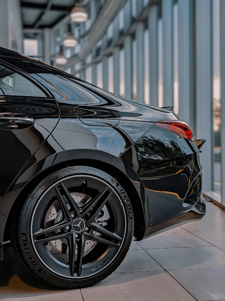 mercedes black car from back