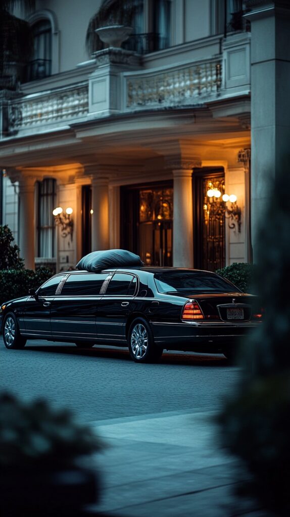 luxury car s in front of hotel
