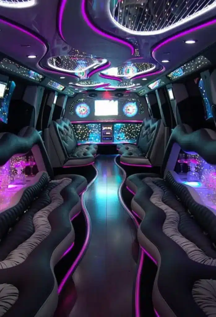 pink concert limousine interior