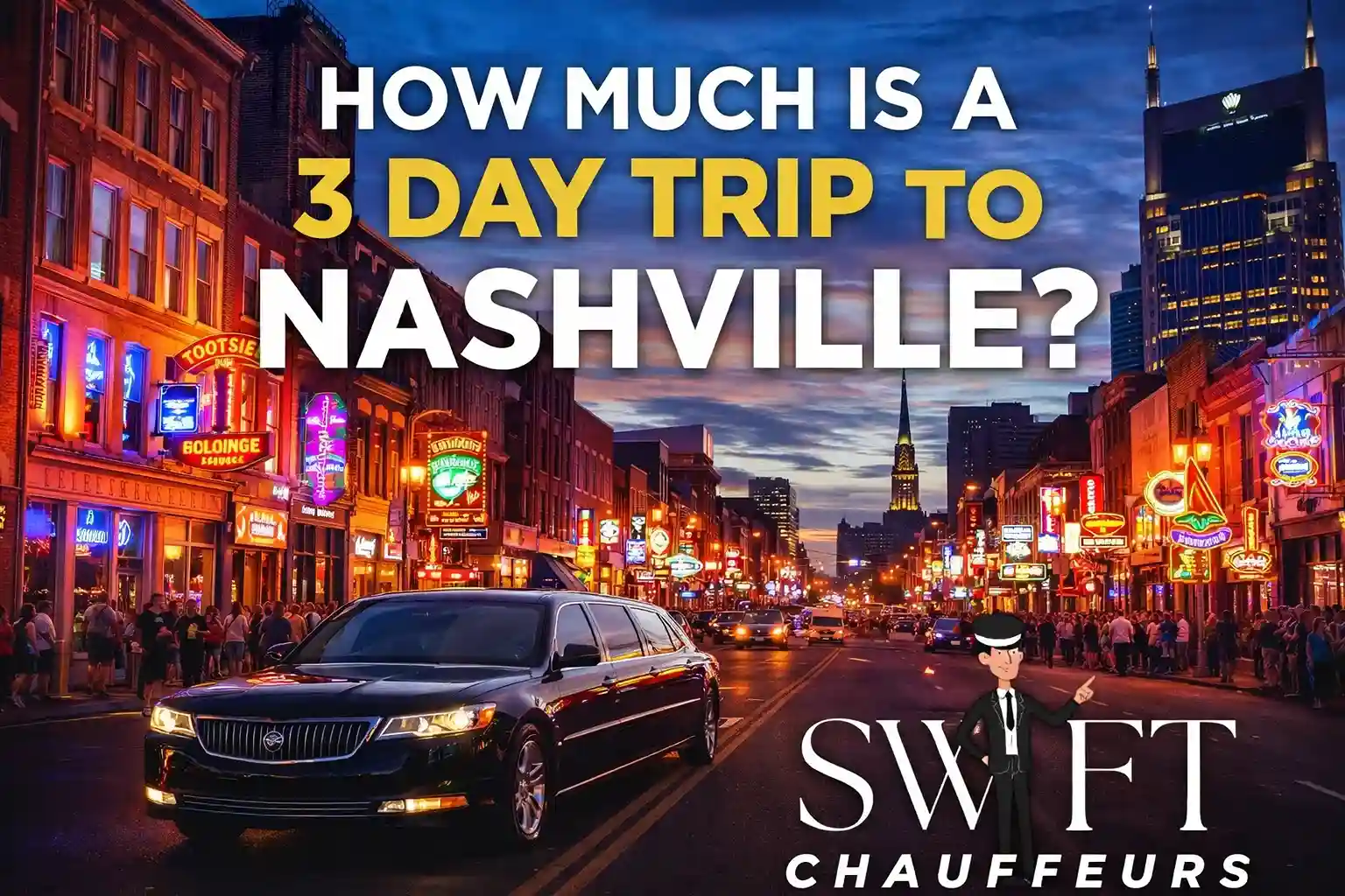 Plan your 3-day Nashville trip budget. Discover hotel prices, travel costs, nightlife expenses, and luxury transportation options for a perfect Nashville getaway.