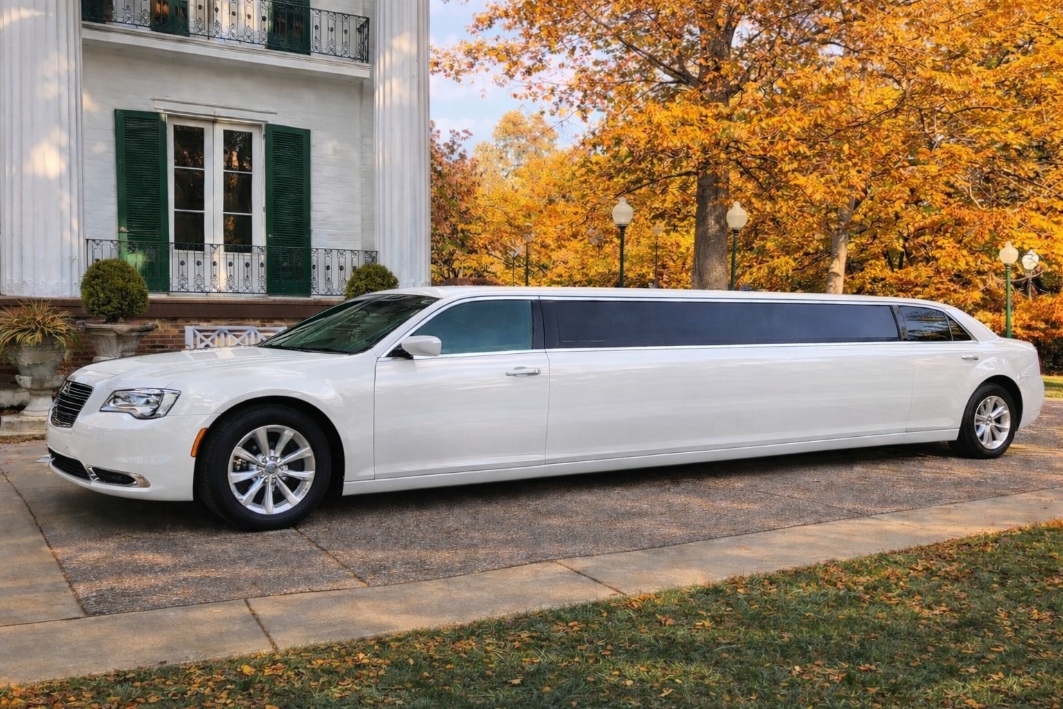 White Chrysler Stretch Limo