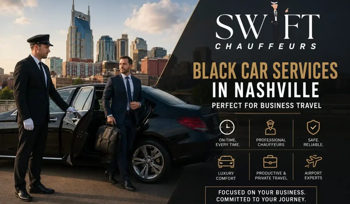 Swift Chauffeurs luxury black car service in Nashville for professional business travel and corporate transportation.